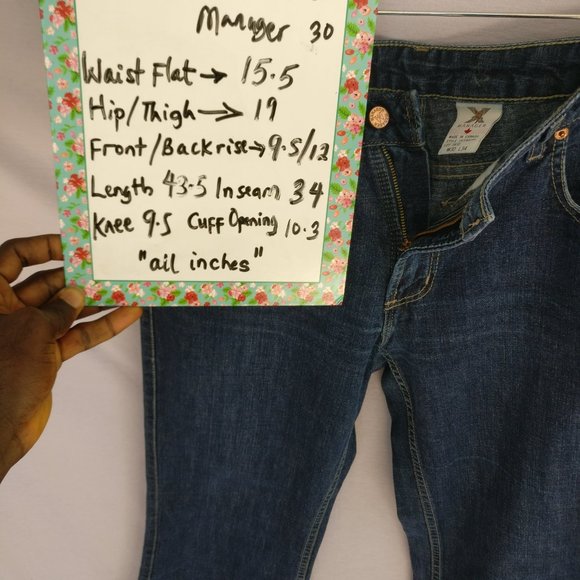 Highwaist Cotton/Linen blend Sailor Flared Jeans 30w +MEASUREMENT  35% Linen - Picture 8 of 9